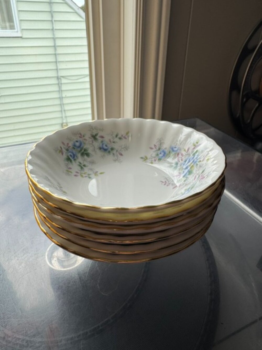 Royal Albert Blue Blossom Fruit Nappie Bowls – Set of 6 – Bone China